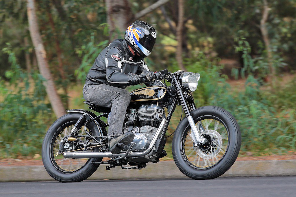 Mid Life Cycles Royal Enfield RE350 Brass Rajah Test Indian bobber